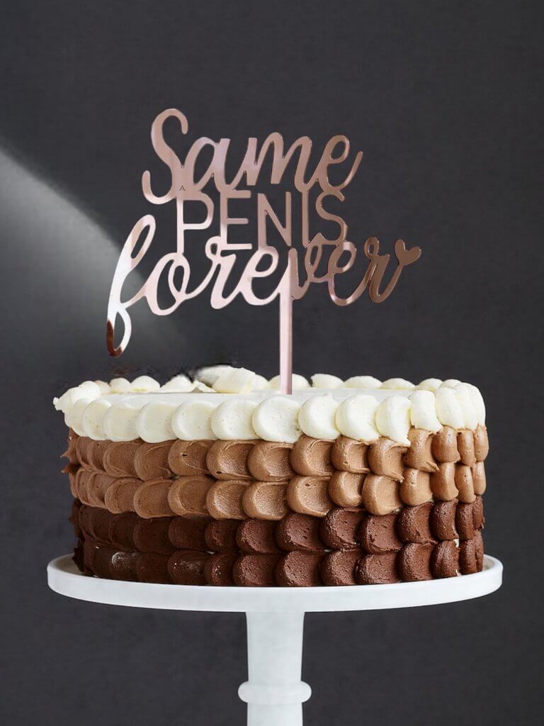 Rose Gold Mirror Acrylic 'Same PENIS forever' Bridal Shower Hen Party Cake Topper