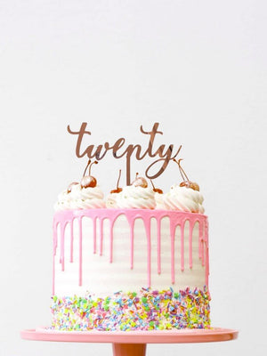 Rose Gold Mirror Acrylic 'Twenty' Cake Topper - Online Party Supplies