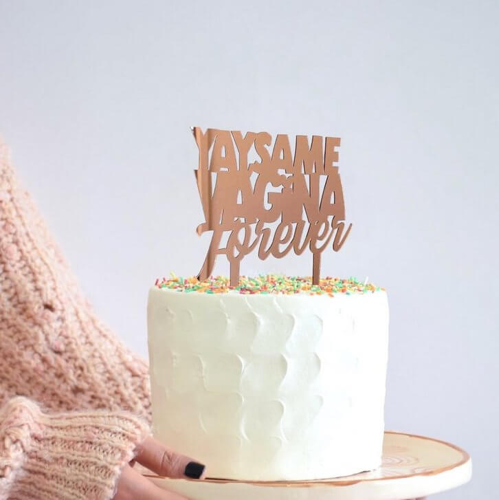 Rose Gold Mirror Acrylic YAY SAME VAGINA FOREVER Cake Topper