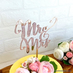 Acrylic Rose Gold Mirror 'Mr and Mrs' Wedding Engagement Bridal Shower Cake Topper Online Party Supplies Australia