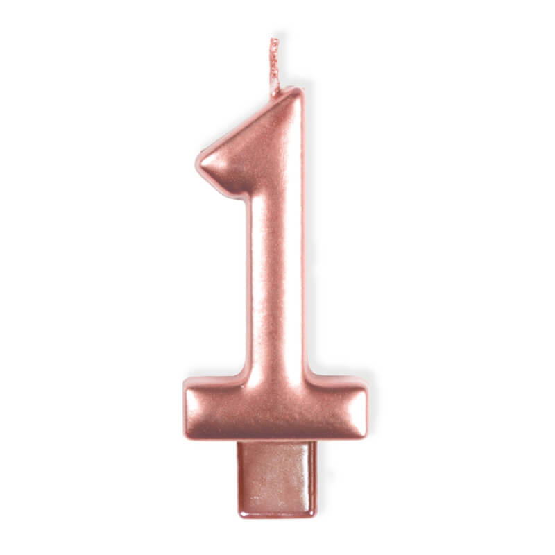 Amscan Rose Gold Numeral Moulded Candle - Number 1