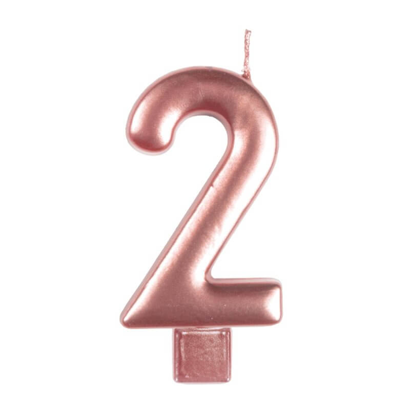 Amscan Rose Gold Numeral Moulded Candle - Number 2