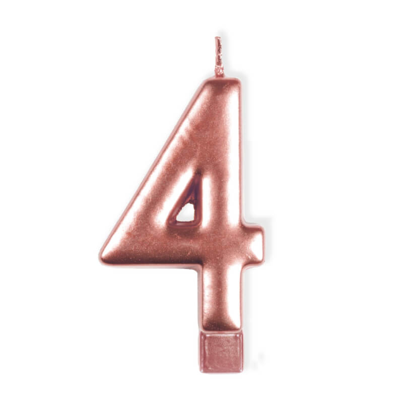 Amscan Rose Gold Numeral Moulded Candle - Number 4
