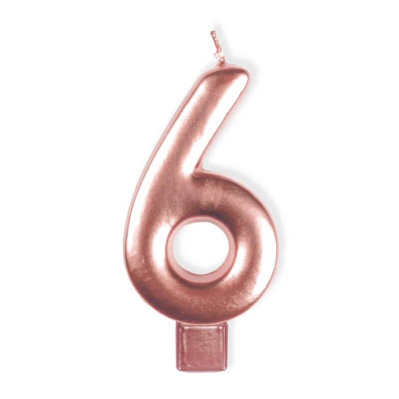 Amscan Rose Gold Numeral Moulded Candle - Number 6