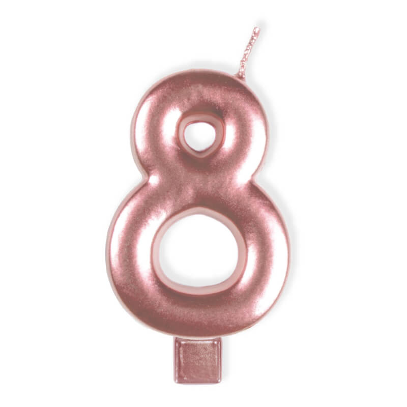 Amscan Rose Gold Numeral Moulded Candle - Number 8
