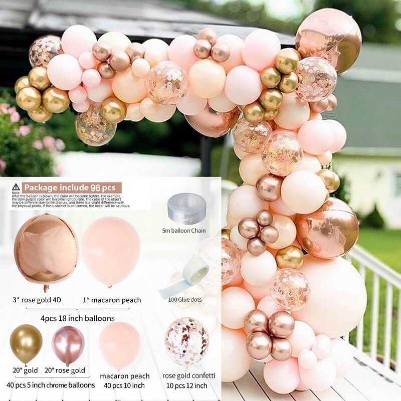 96pcs Balloon Garland DIY Kit - Rose Gold & Peach - #21