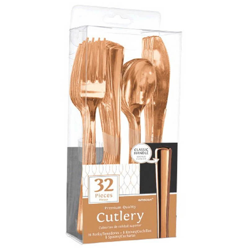Amscan Premium Rose Gold Cutlery Set 32 Pack