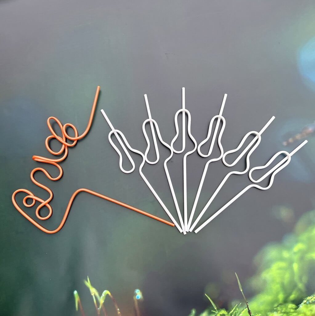 White Naugty Hen Party Swirly Penis & Rose Gold Bride Straws 7 Pack