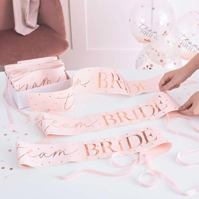 Ginger Ray Blush 'team BRIDE' Bridal Shower Sash
