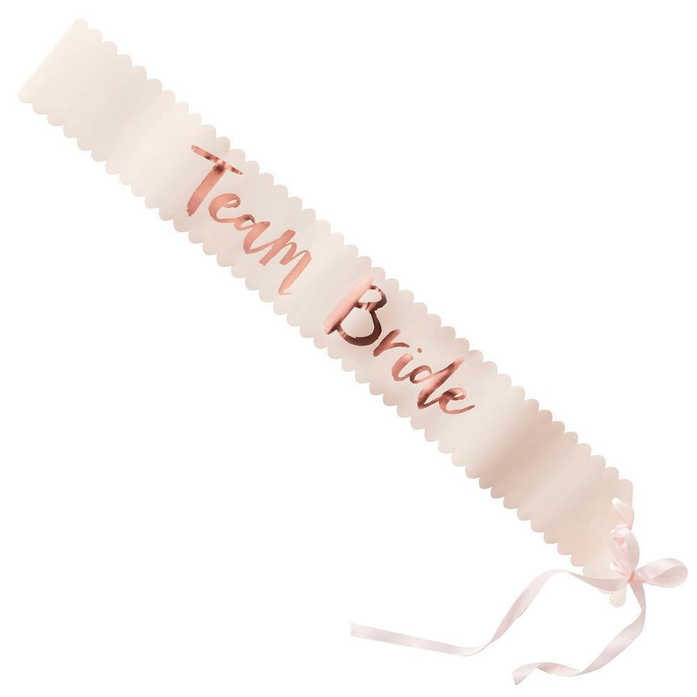 Rose Gold 'Team Bride' Hen Party Satin Sash bridal outfit accessory