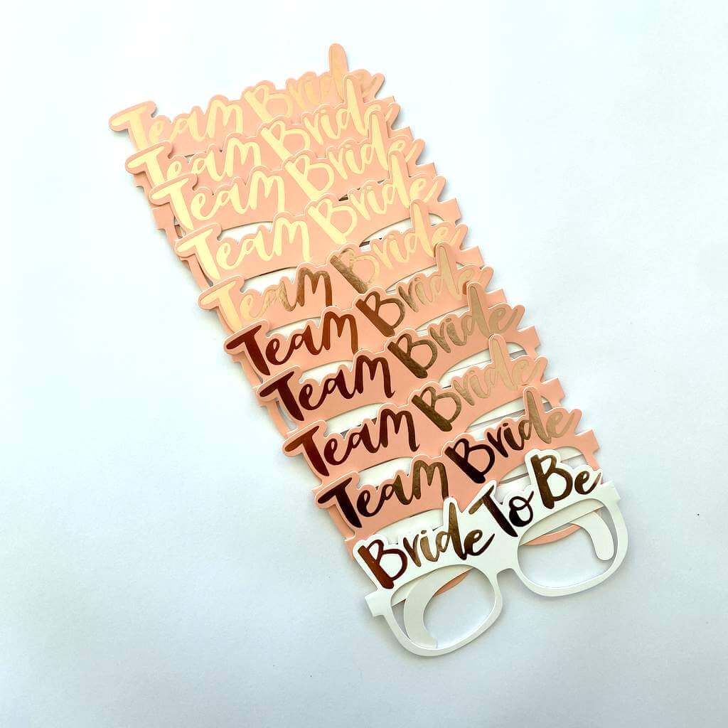 Rose Gold Bride To Be & Team Bride Hen Party Paper Glasses 10 Pack