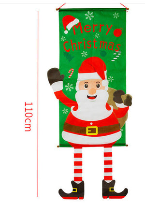 santa claus Merry Christmas Door Banner Hanging Ornament - Christmas and New Year Home Party Decorations