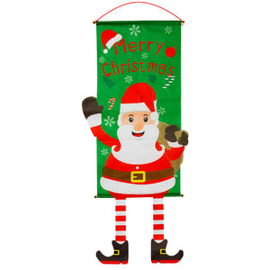 santa Merry Christmas Door Banner Hanging Ornament - Christmas and New Year Home Party Decorations