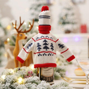 Scandinavian Christmas Woolen Wine Bottle Cover Sweater with Hat Set - Online Party Supplies