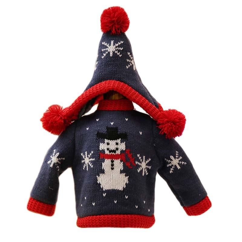 Scandinavian Christmas Woolen Wine Bottle Cover Sweater with Hat Set - Online Party Supplies