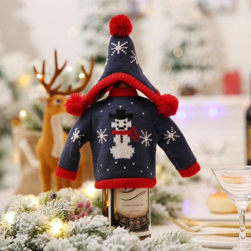 Scandinavian Christmas Woolen Wine Bottle Cover Sweater with Hat Set - Online Party Supplies