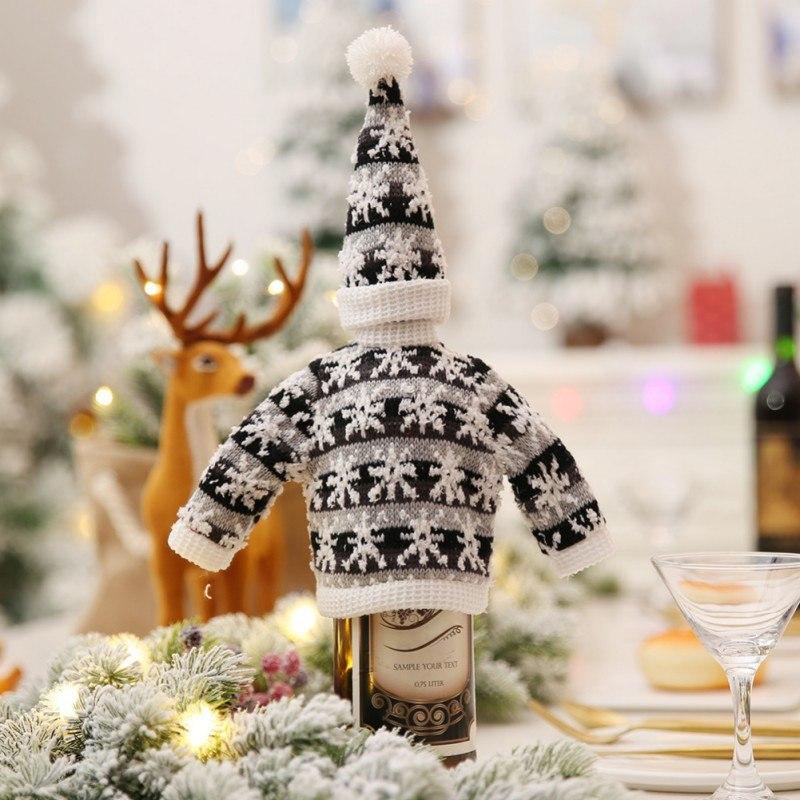 Scandinavian Christmas Woolen Wine Bottle Cover Sweater with Hat Set - Online Party Supplies