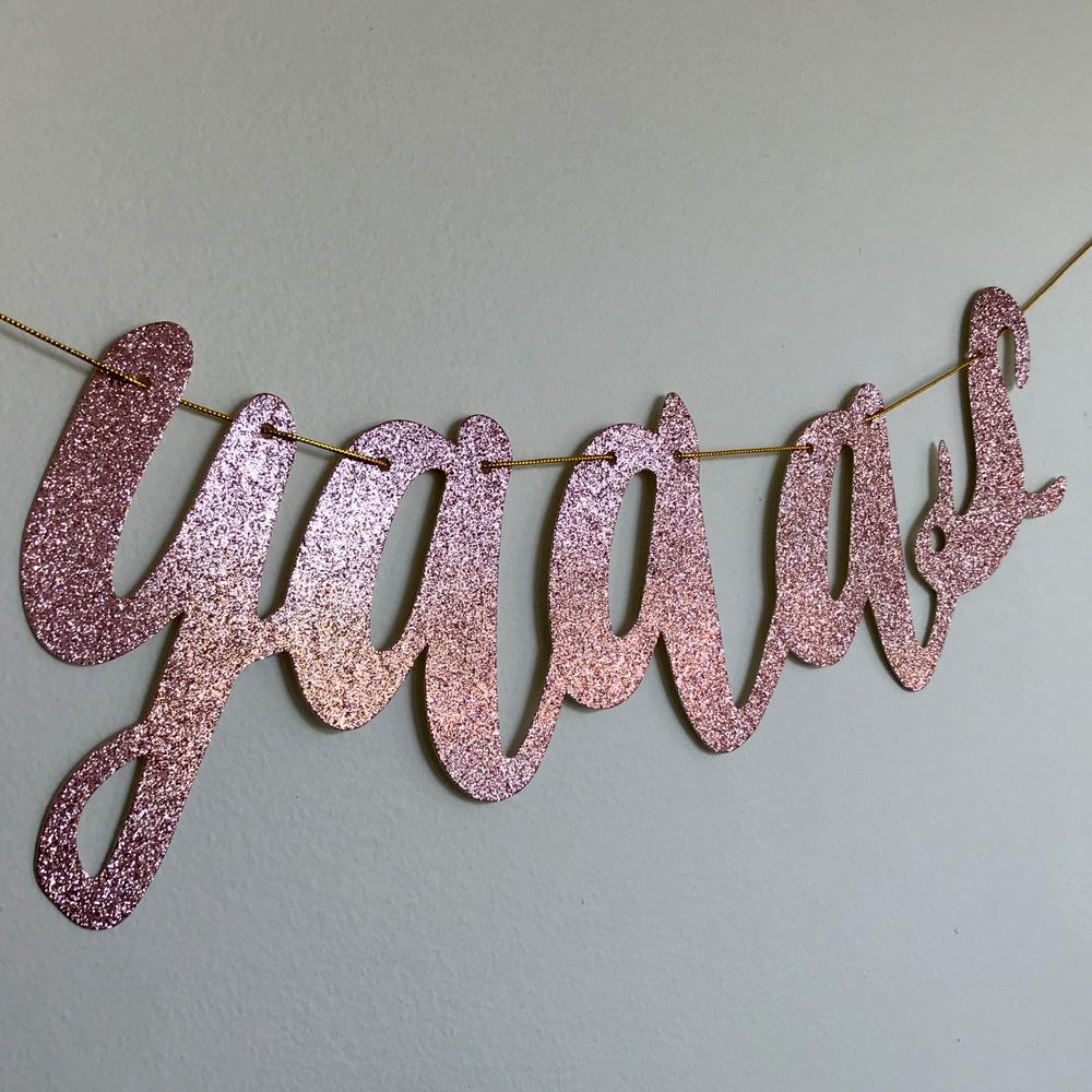 SHE SAID YAAAS Rose Gold Glitter Bachelorette Party Banner - Online Party Supplies