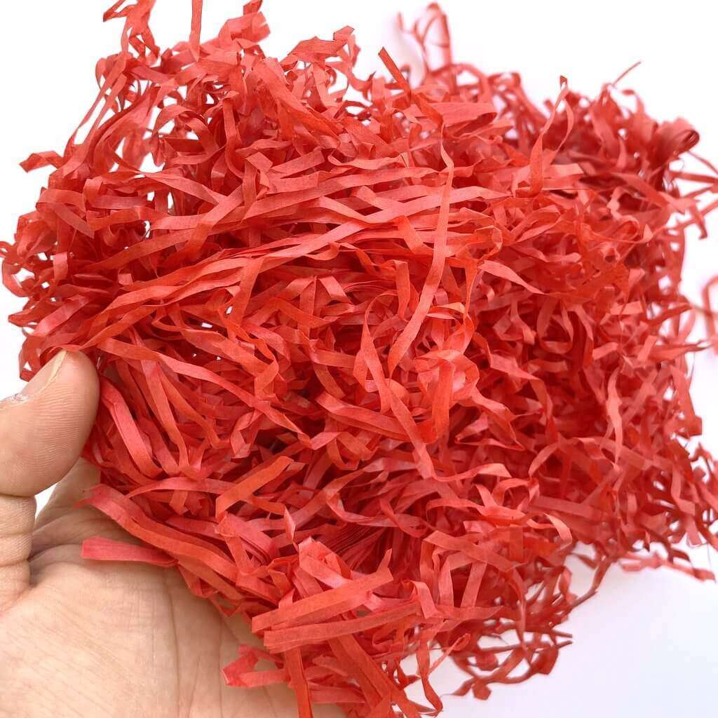 red Red Shredded Paper 50g Bag - Hamper Basket, Easter Basket, and Gift Box Filler / Gift Packaging and Wrapping Supplies