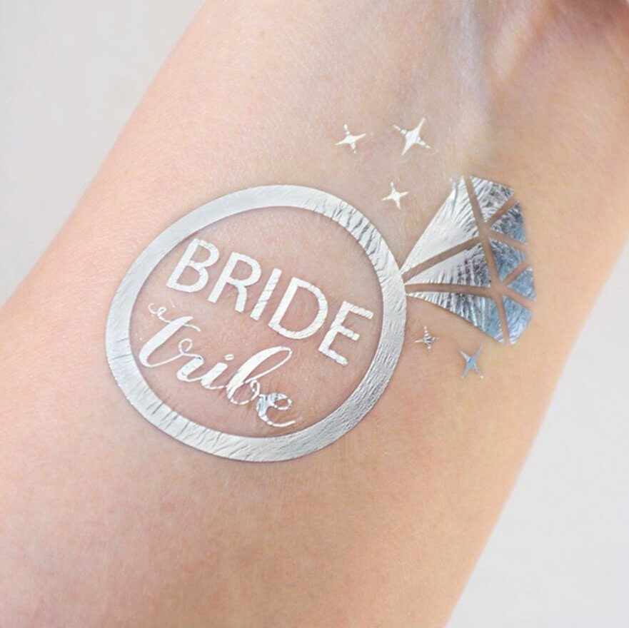 Silver Bride Tribe Hens Party Temporary Tattoo 1 Pack