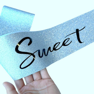 Silver Glitter Sweet 16 with Little Crown Birthday Party Sash