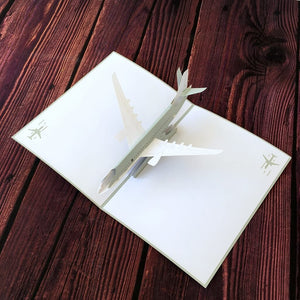 Handmade Grey Airplane 3D Pop Up Birthday Card