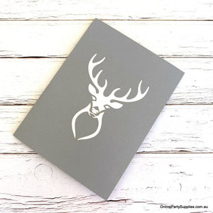 Online Party Supplies Handmade Silver Grey Deer Stag Head Wall Decor 3D Pop Up Card for him