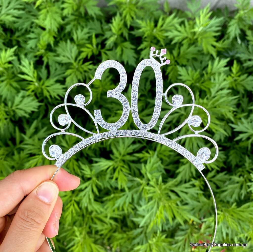 Online Party Supplies Australia Premium Quality Metal Rhinestone 30th Birthday Tiara