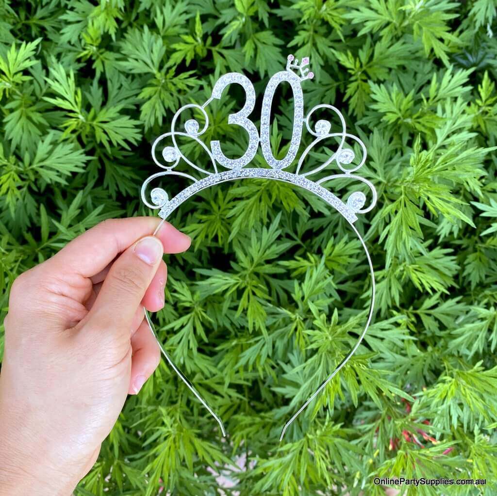 Online Party Supplies Australia Premium Quality Metal Rhinestone 30th Birthday Tiara
