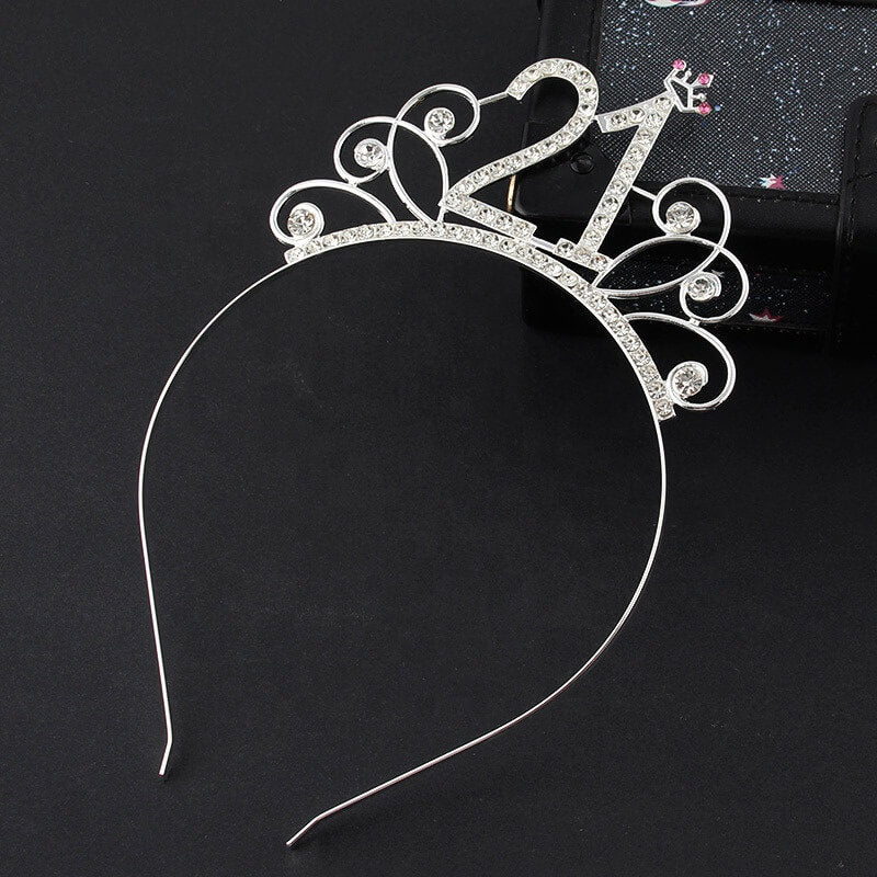Online Party Supplies Australia Premium Quality Metal Rhinestone 21st Birthday Tiara