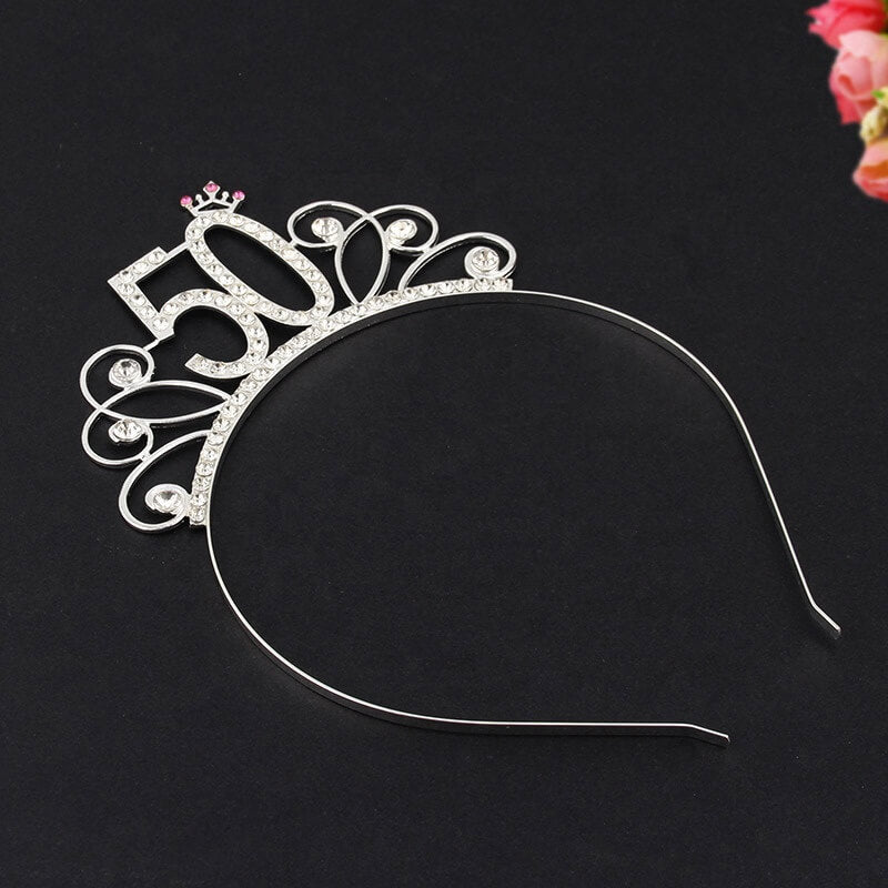 Online Party Supplies Australia Premium Quality Metal Rhinestone 50th Birthday Tiara