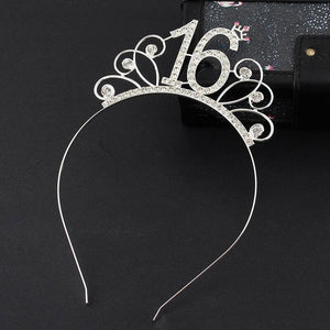 Online Party Supplies Australia Premium Quality Metal Sparking Crystal Rhinestone Happy 16th Birthday Crown Tiara