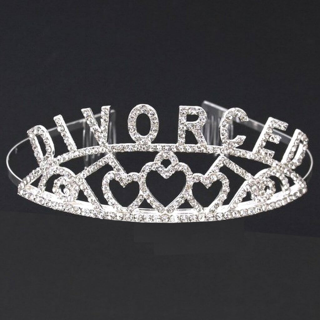 Silver Metal Rhinestone Divorced Crown Tiara