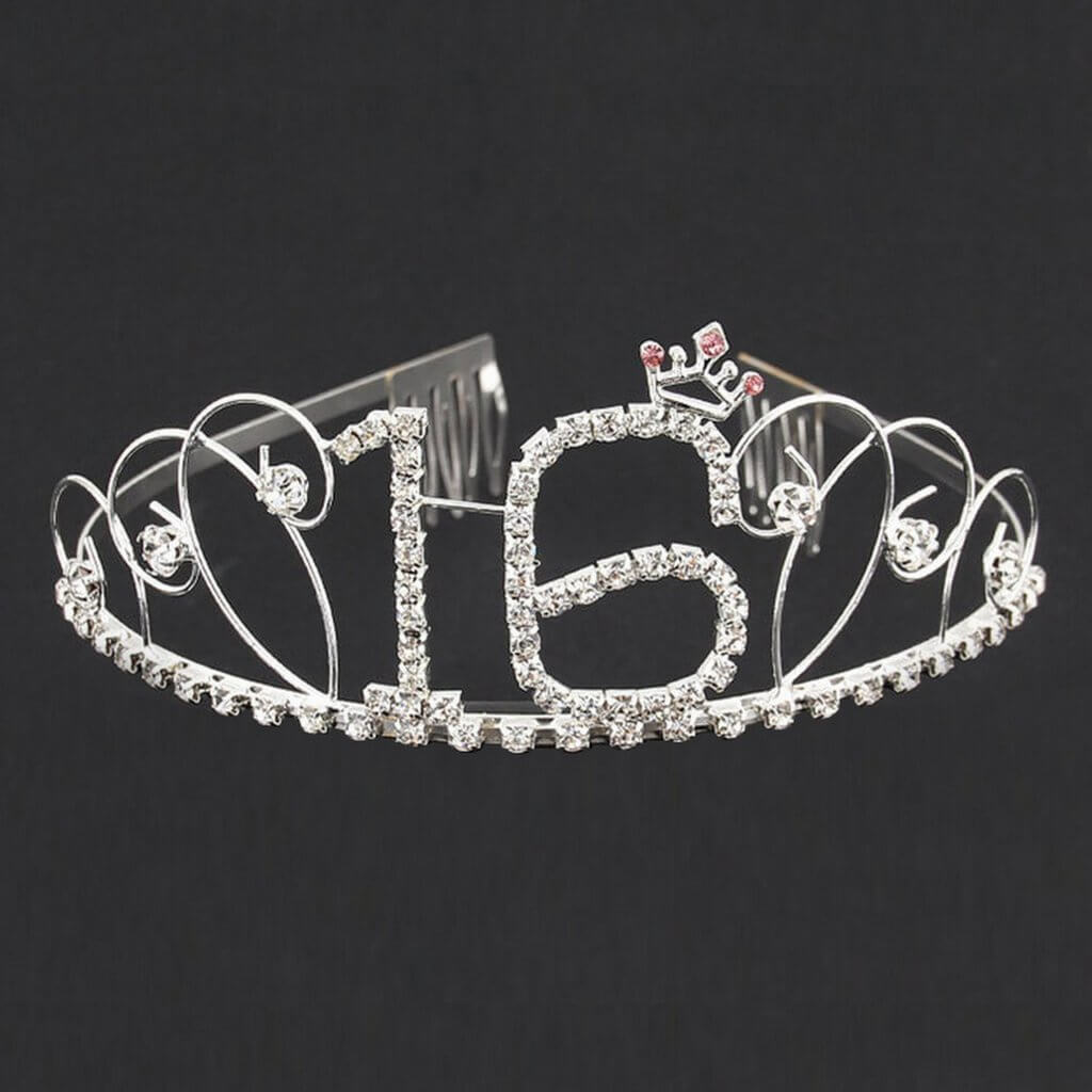 Metal Rhinestone 16th Birthday Princess Crown Tiara