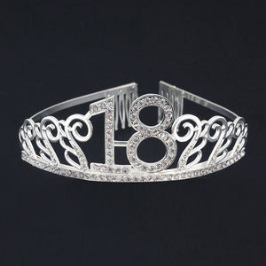 Premium Quality Metal Silver Rhinestone 18th Birthday Tiara - 18th Birthday Party Decorations