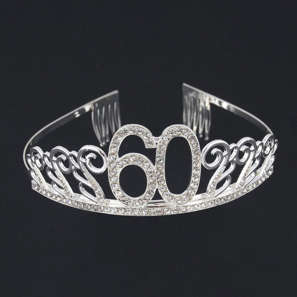 Silver Rhinestone Happy 60th Birthday Tiara