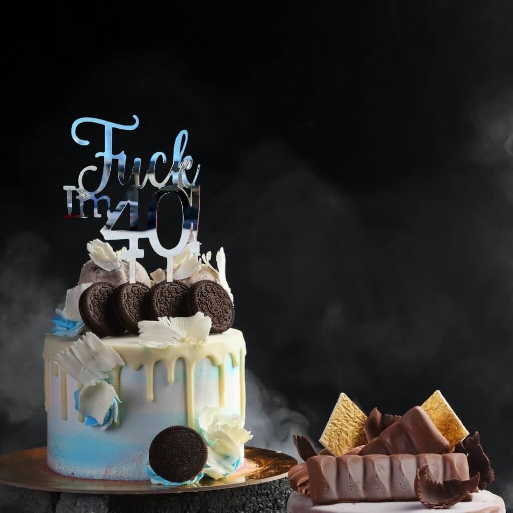 Acrylic Silver Mirror 'Fuck I'm 40!' Birthday Cake Topper