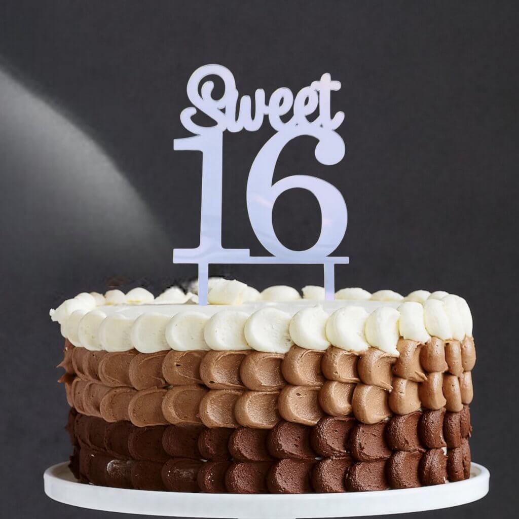 Wooden Number 16 Happy 16th Birthday Cake Topper - Online Party Supplies