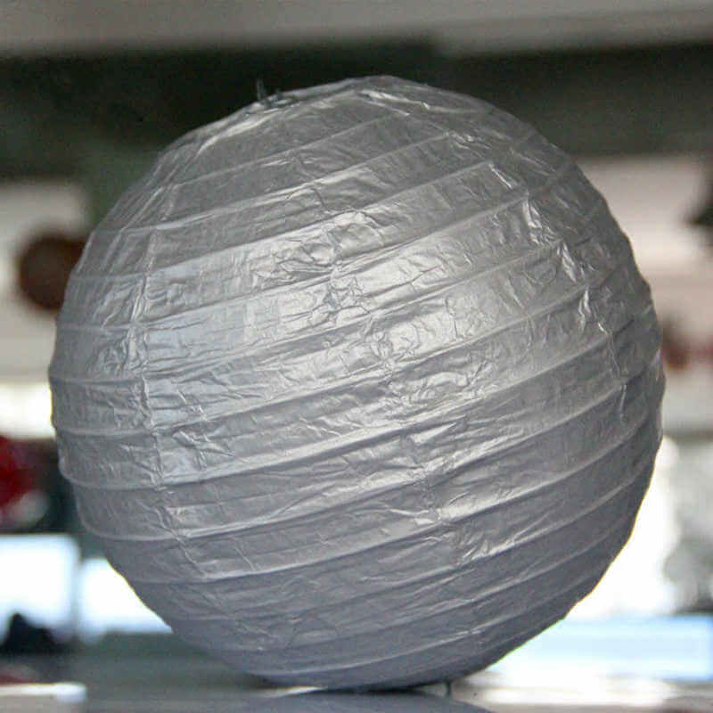 Metallic Silver Chinese Paper Lantern - 4 Sizes