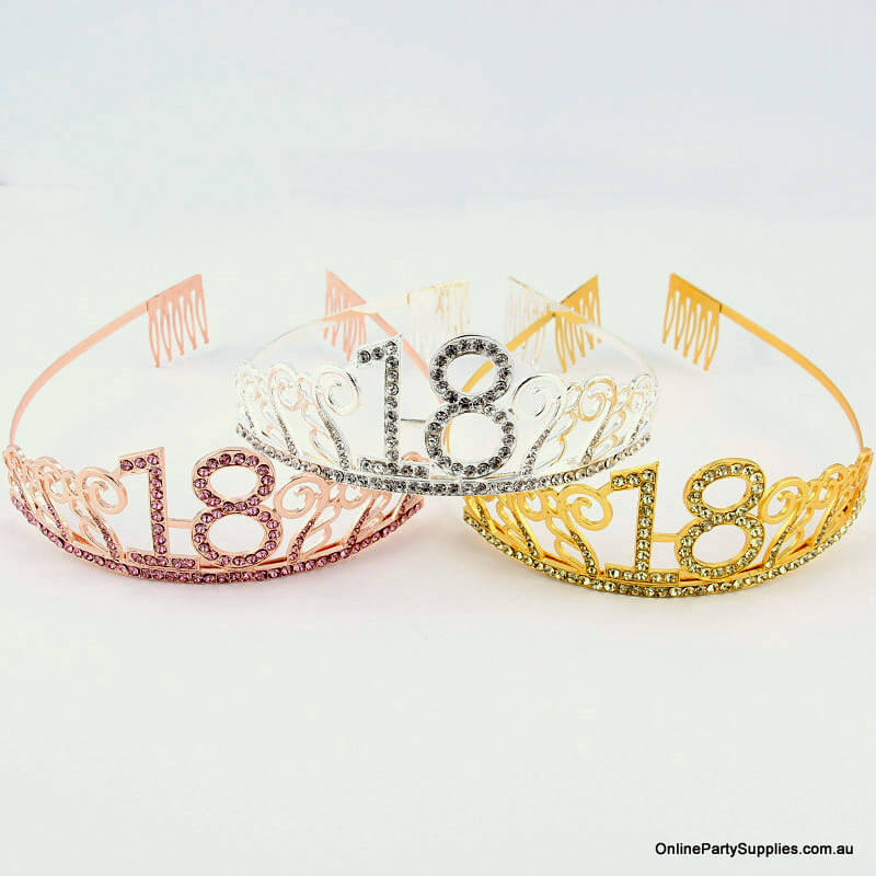 Metal Rhinestone Happy 18th Birthday Tiara