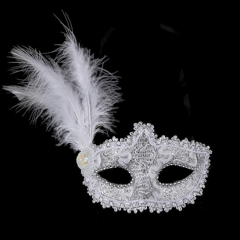 Glitter Lace Tall Feather Masquerade Mask for Women - Party Costumes and Accessories