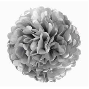 silver grey Tissue Paper Pom Poms Pompoms Balls Flowers Party Hanging Decorations
