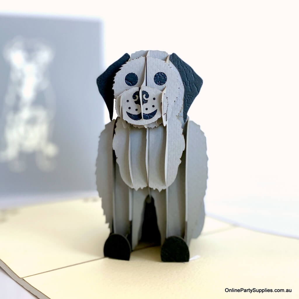 Handmade Cute Grey Puppy Dog Pop Up Card 3D Pet Animal Greeting Card