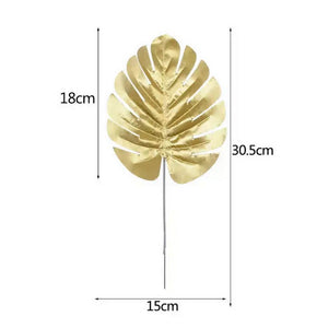 Tropical Artificial Monstera Leaf 10 Pack - Metallic Gold