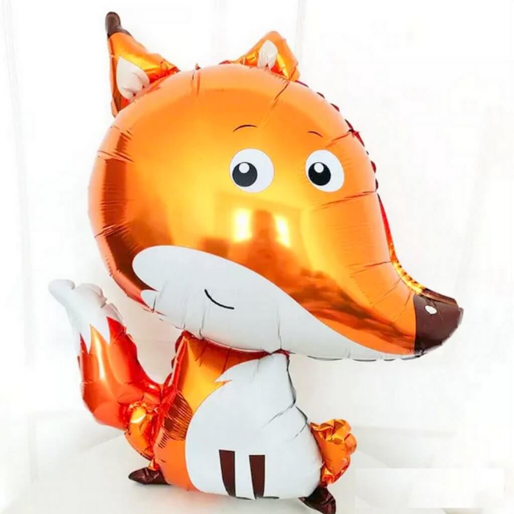 Cute Smiling Orange Woodland Fox Shaped Foil Balloon