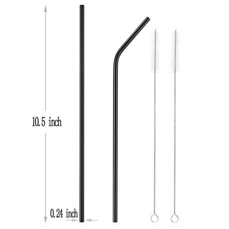 Straight Black Stainless Steel Drinking Straw 210mm x 6mm - Online Party Supplies