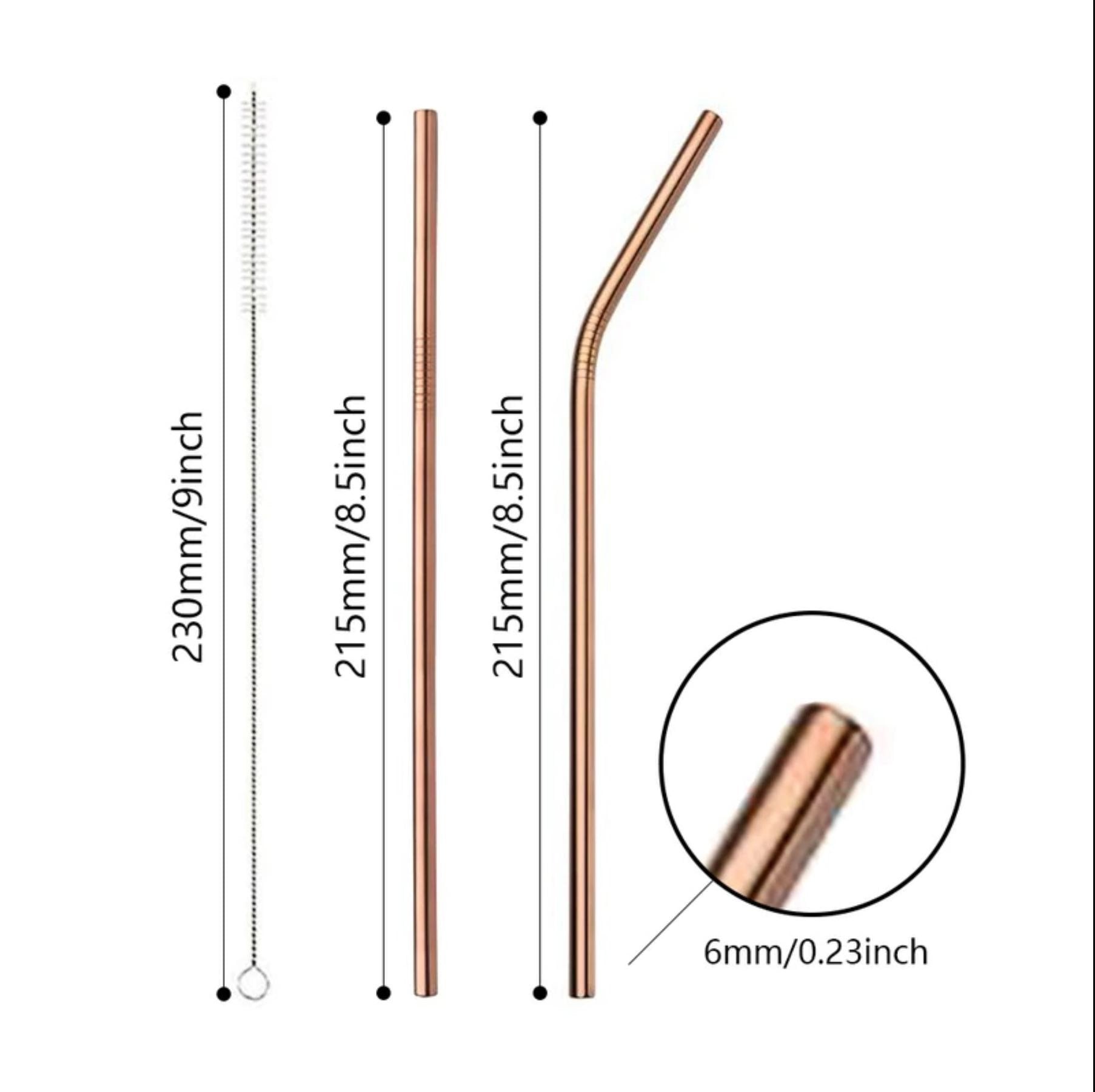 Straight Rose Gold Stainless Steel Drinking Straw 210mm x 6mm - Online Party Supplies