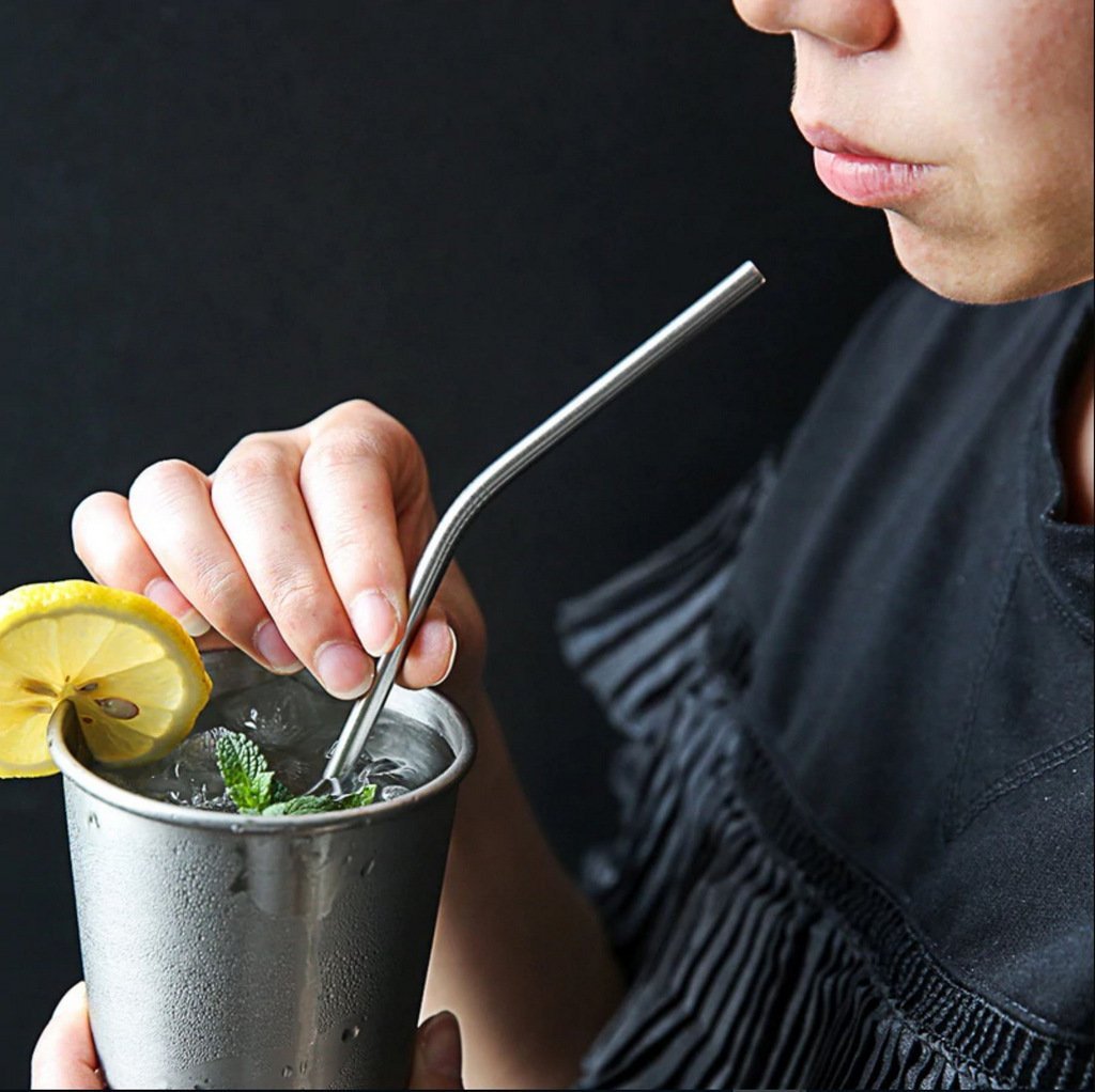 Straight Silver Stainless Steel Drinking Straw 210mm x 6mm - Online Party Supplies