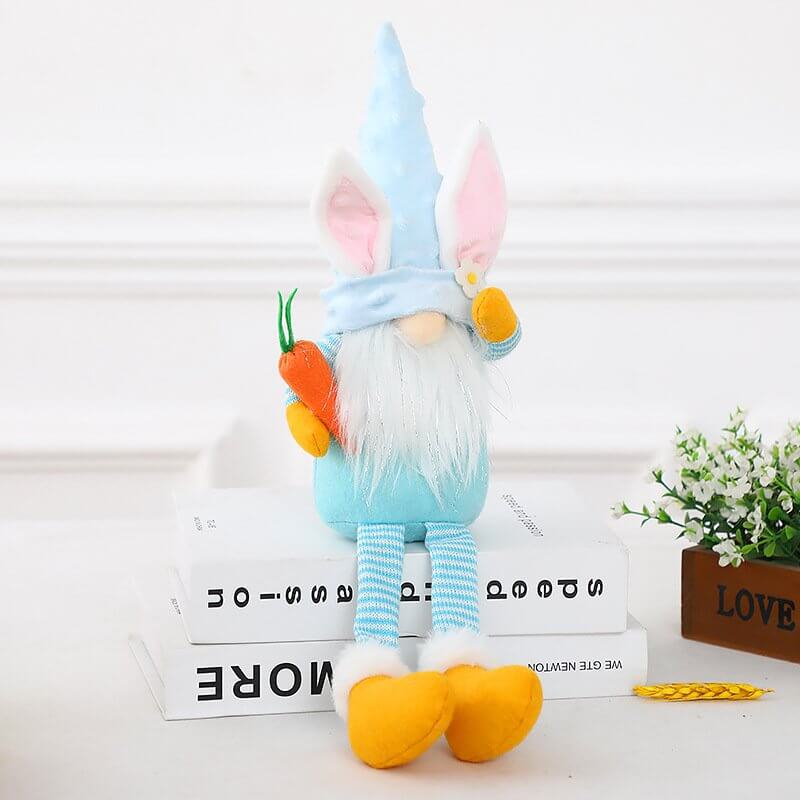Plush Faceless Nordic Easter Bunny Gnome with Long Legs Shelf Sitter - P