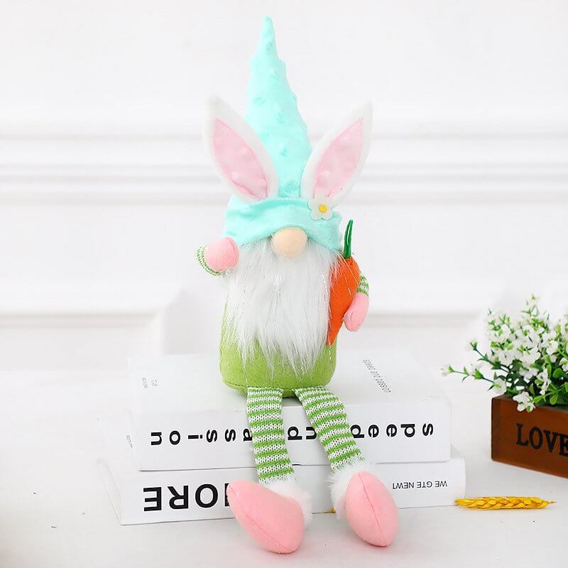 Plush Faceless Nordic Easter Bunny Gnome with Long Legs Shelf Sitter - P